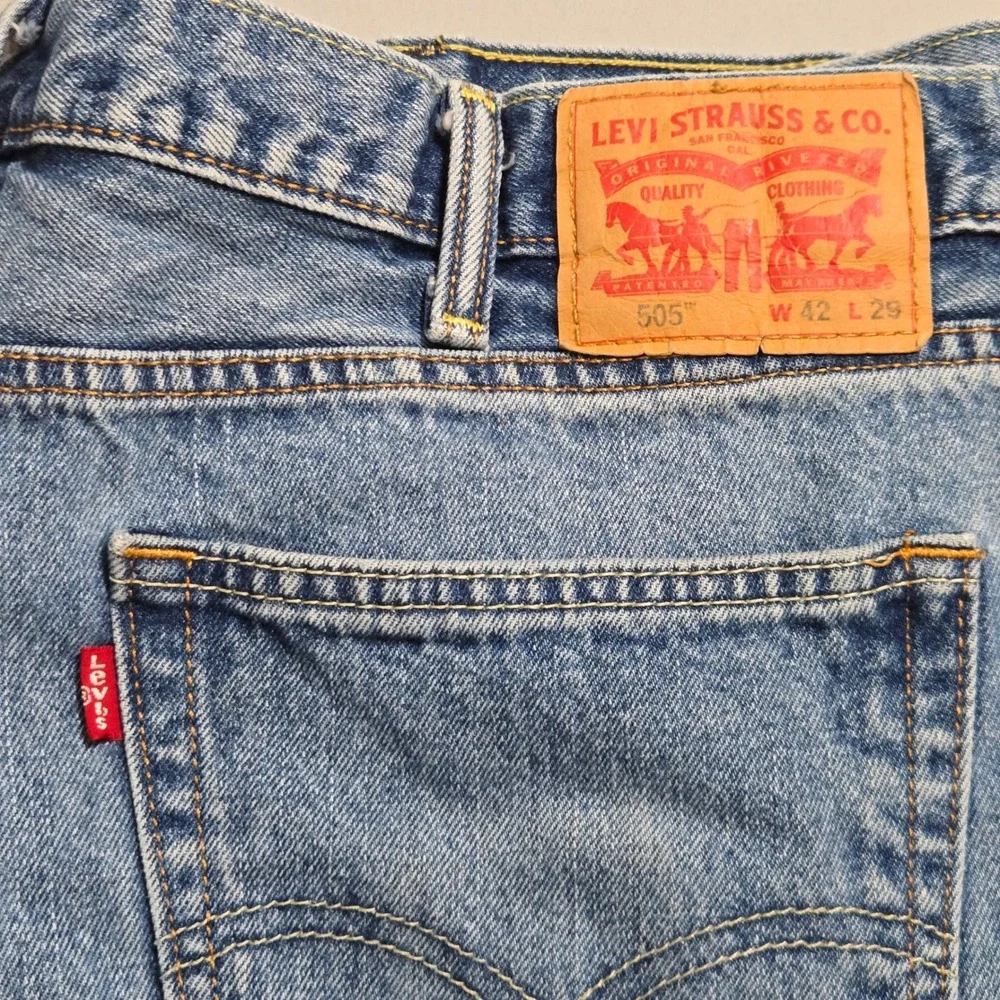 Levi's 505 Regular Fit Jeans 42x29 Blue Straight Leg Denim‎ 00505-4891